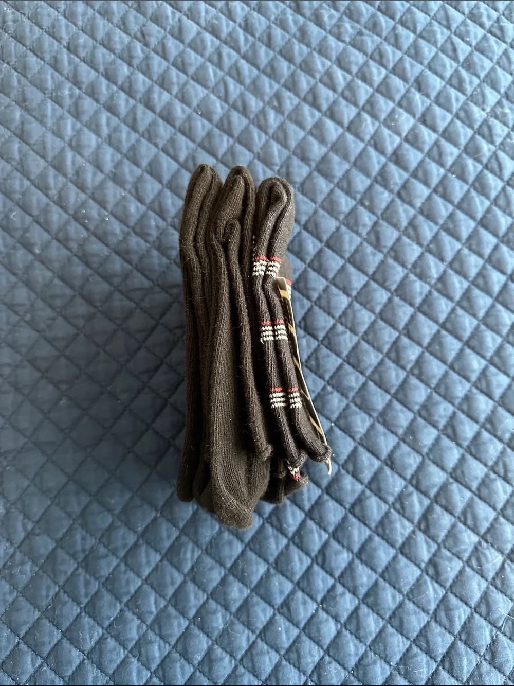 HUE Women's Black Socks 3-Pack with Pinstripe Accent NWT